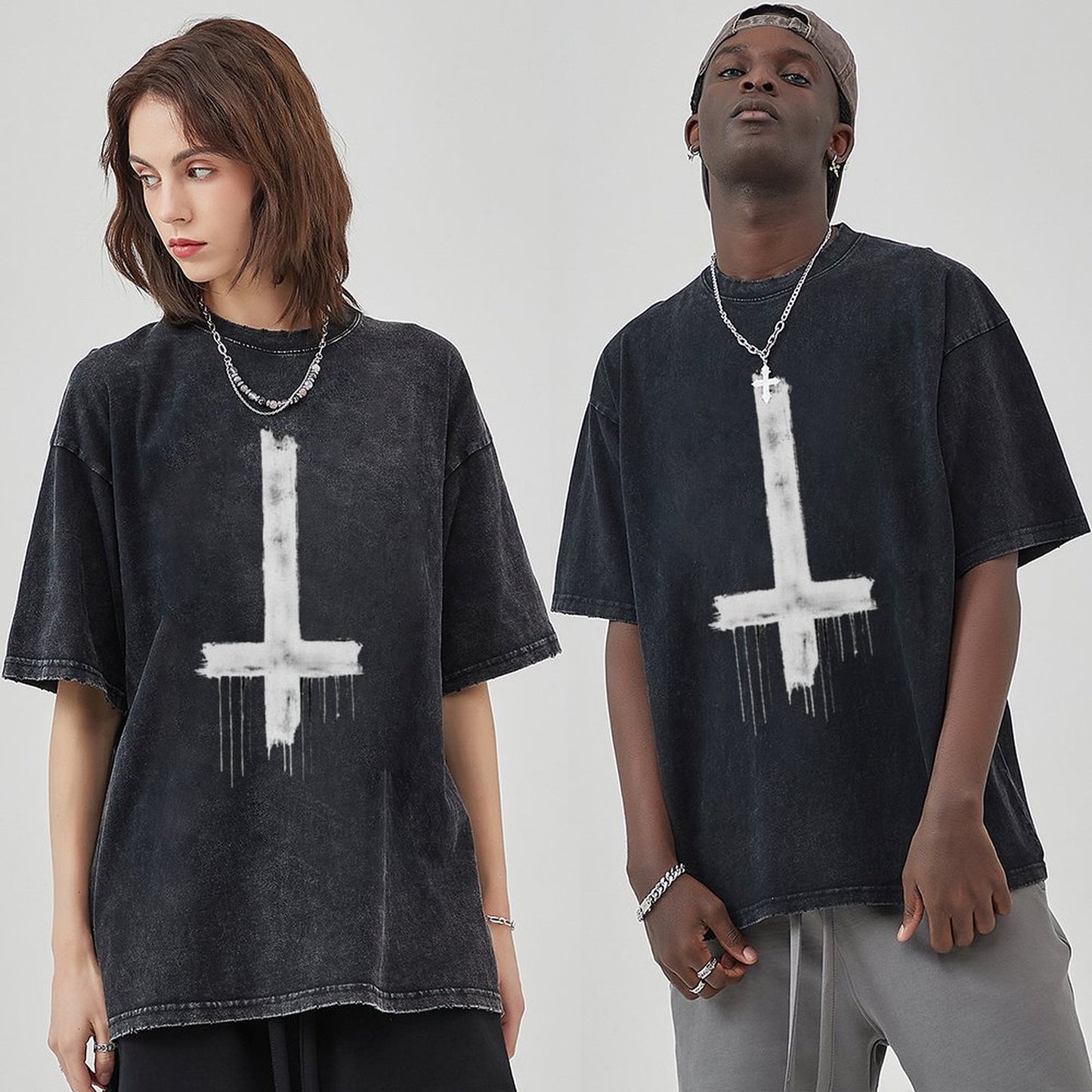 Unisex Vintage Solid Wash T-Shirts 2305103952
