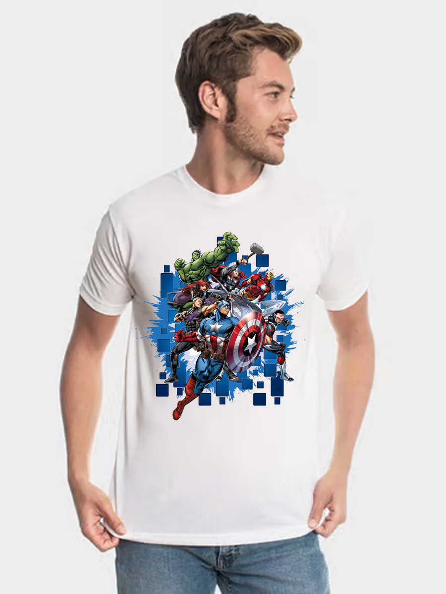 Men's Casual The Avengers Printed Round Neck Short Sleeve T-Shirt