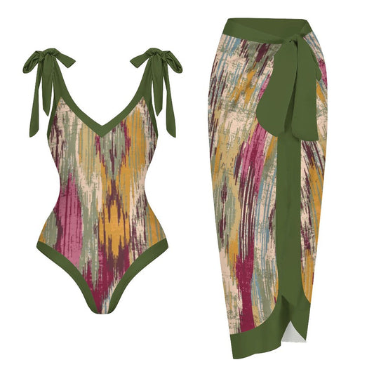 Casual Printed One-Piece Swimsuit And Cover Up 2305102394