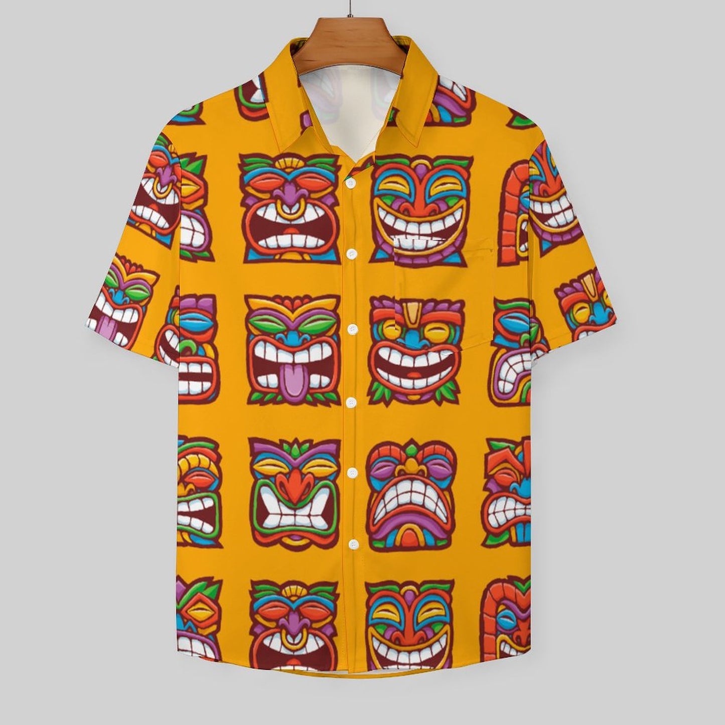 Men's TIKI Print Casual Short Sleeve Shirt 2306102579