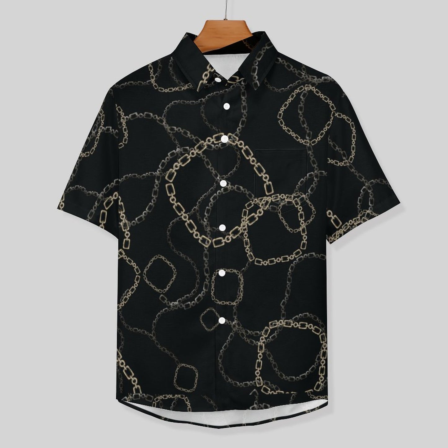 Men's Geometric Chain Print Vacation Hawaiian Shirt 2306104057