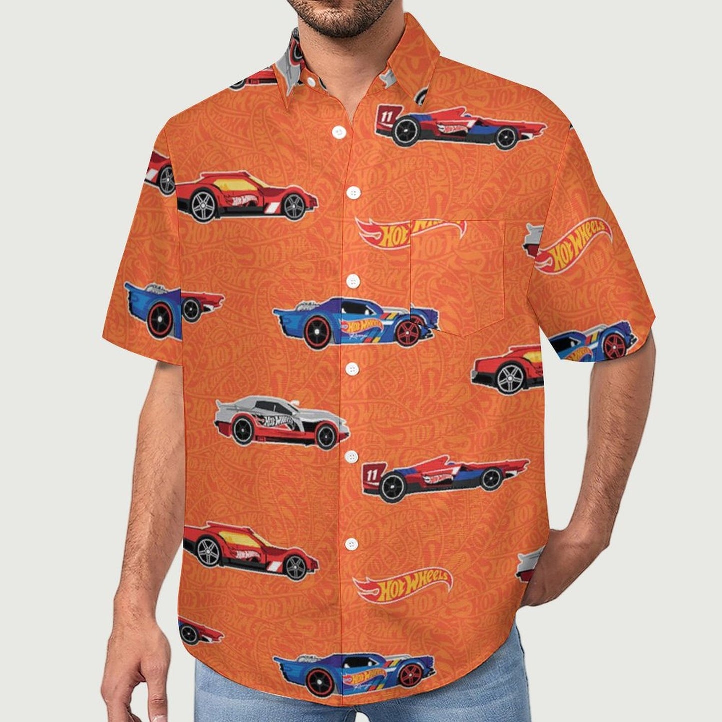 Men's Painted Car Print Vacation Hawaiian Shirt