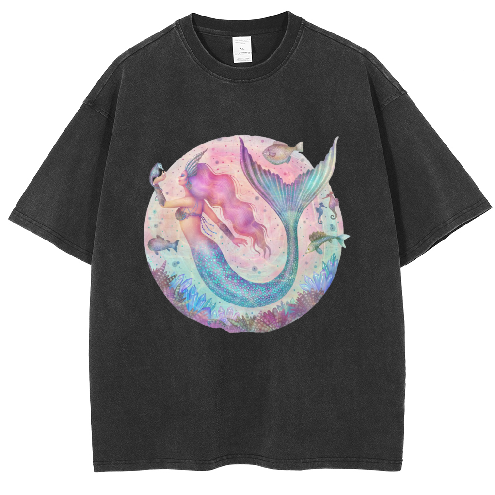 Mens Cotton Wash Solid T-Shirts Oversized Unisex Short Sleeve Streetwear Rap Hip Hop Basic Tee Tops