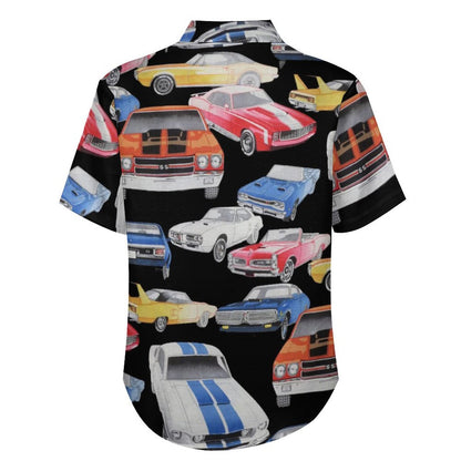 Men's Painted Car Print Vacation Hawaiian Shirt