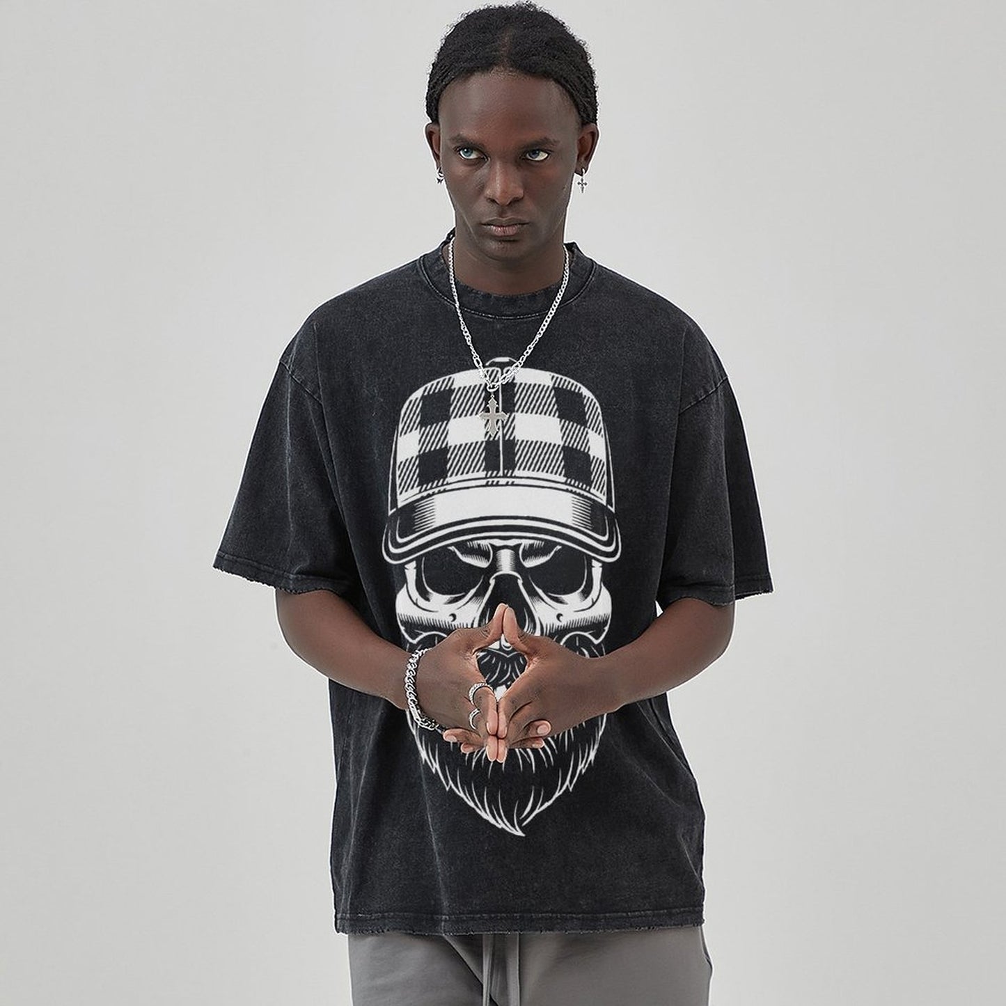 Mens Cotton Wash Solid T-Shirts Oversized Unisex Short Sleeve Streetwear Rap Hip Hop Basic Tee Tops 2305101593