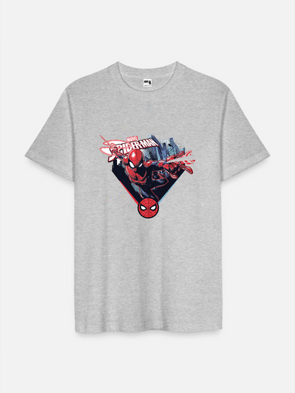 Men's Casual Marvel Spider-Man Printed Round Neck Short Sleeve T-Shirt