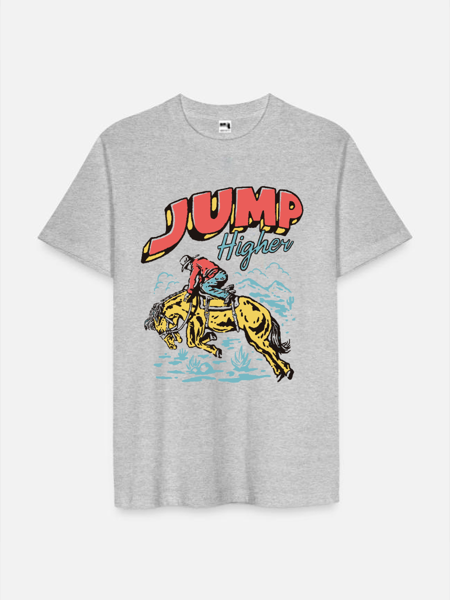 Men's Casual Jump Printed Round Neck Short Sleeve T-Shirt