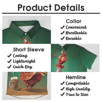 Men's Hawaiian Drunken Chicken Print Casual Short Sleeve Shirt 2306102833