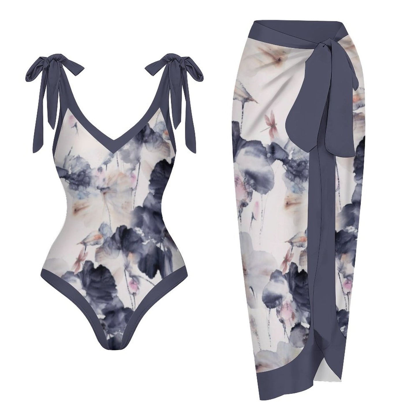 Casual Printed One-Piece Swimsuit And Cover Up 2305102662