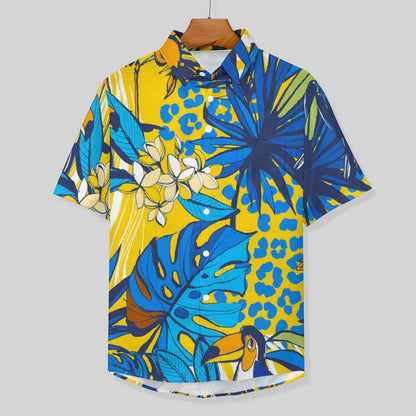 Men's Tropical Plant Print Vacation Hawaiian Shirt 2306104586