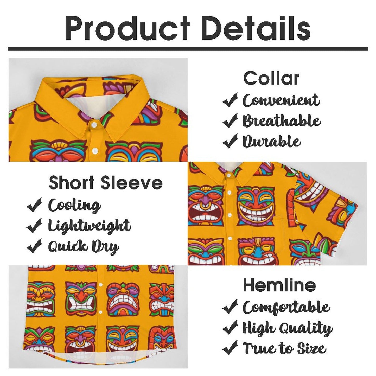 Men's TIKI Print Casual Short Sleeve Shirt 2306102579