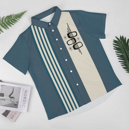 Men's Geometric Print Casual Breathable Hawaiian Short Sleeve Shirt