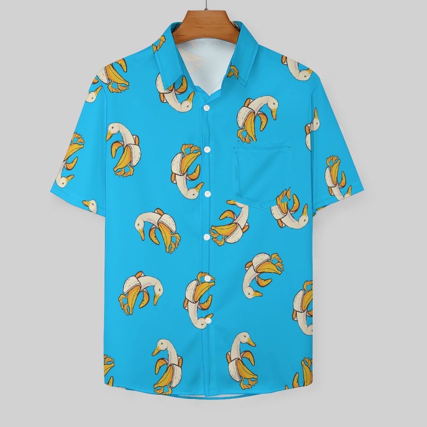Men's Banana Duck Print Casual Short Sleeve Shirt 2306102381