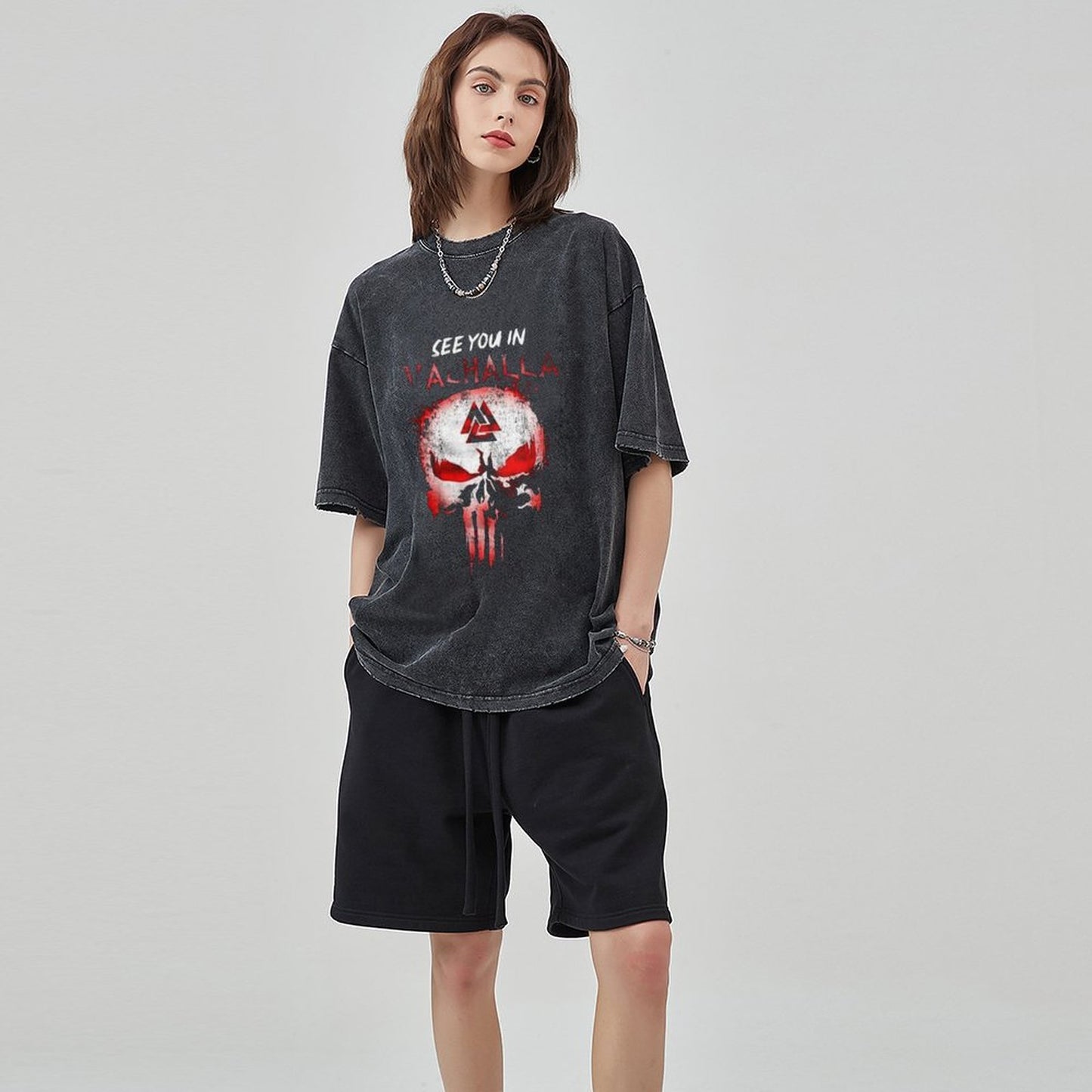 Unisex Vintage Solid Wash T-Shirts 2305104088
