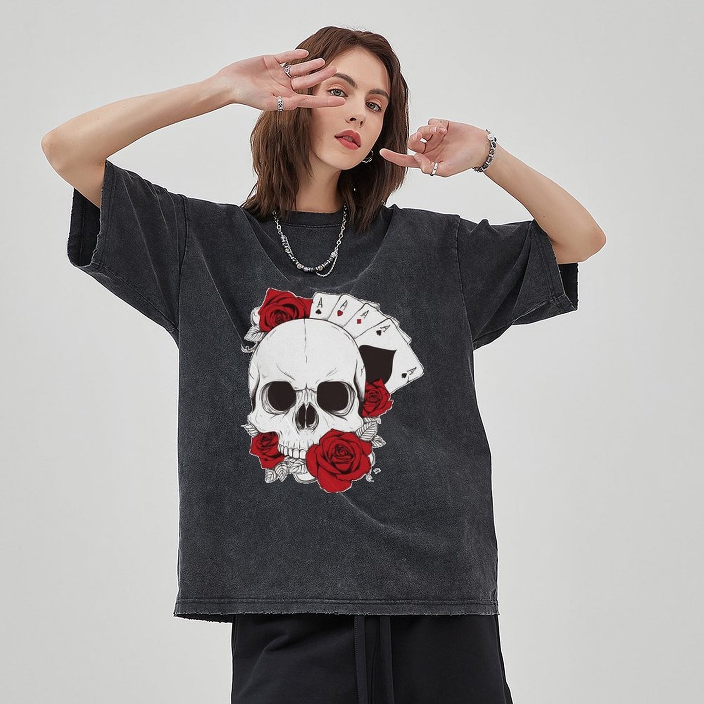 Unisex Vintage Solid Wash T-Shirts 2305104036