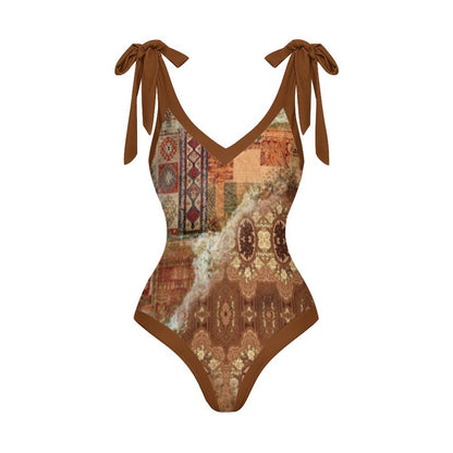 Casual Printed One-Piece Swimsuit And Cover Up 2305102833