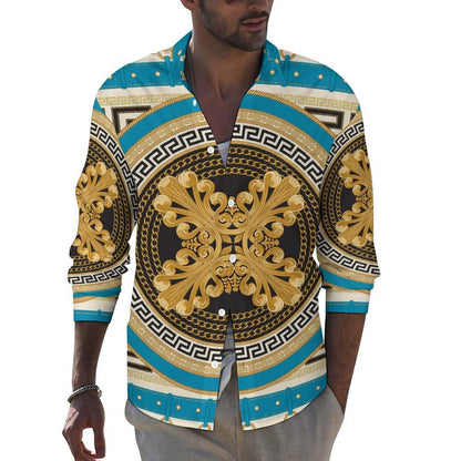 Men's Casual Printed Long Sleeve Shirt 2306103090