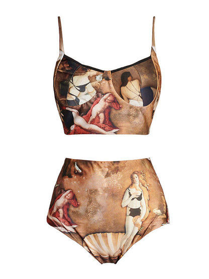Vintage Print Bikini and Cover Up