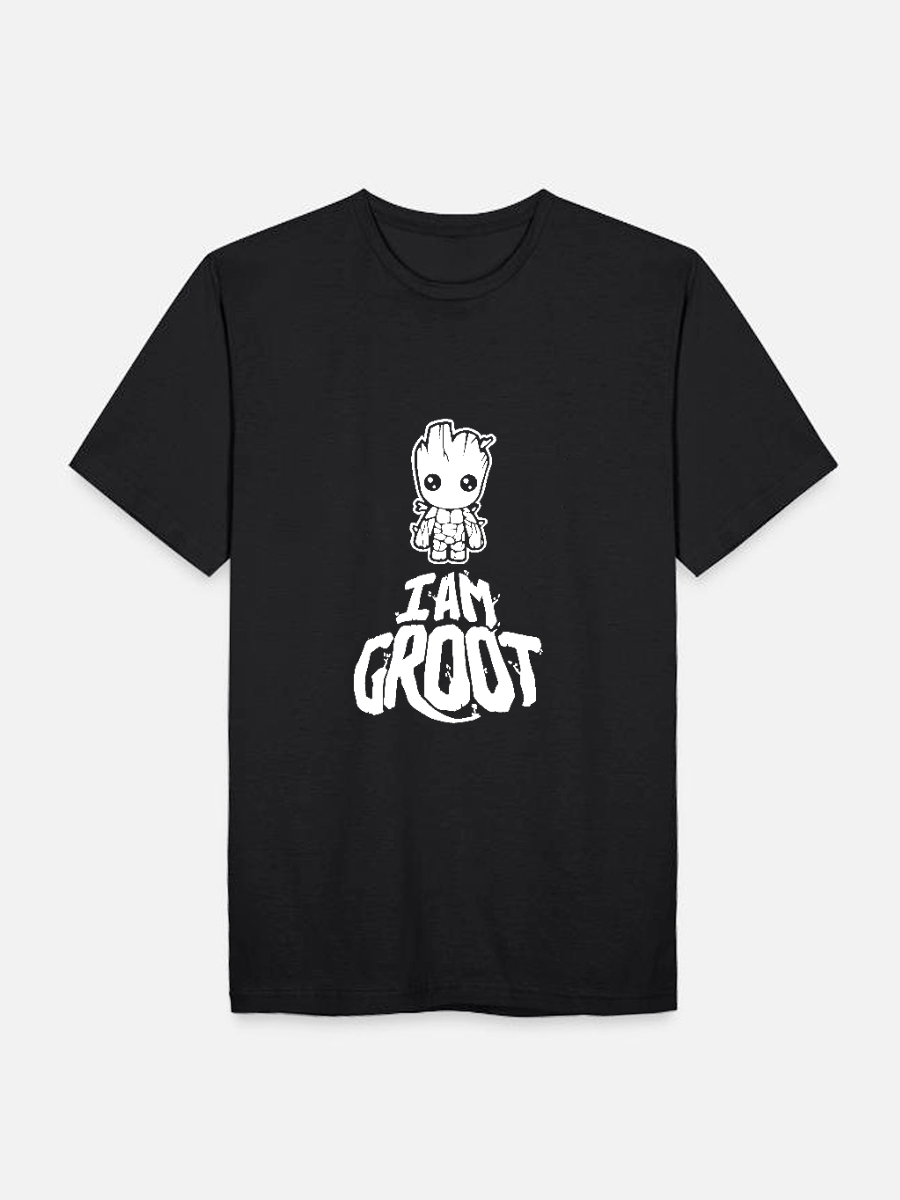 Men's Casual Groot Marvel Printed Round Neck Short Sleeve T-Shirt
