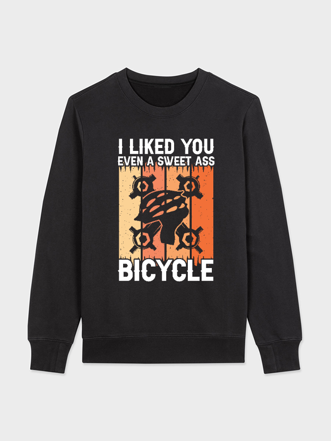 Unisex Round Neck Casual Bicycle Printed Long Sleeve Sweatshirt