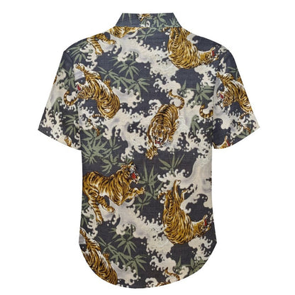 Cotton Tiger Breast Pocket Short Sleeve Resort Shirt 2306100688