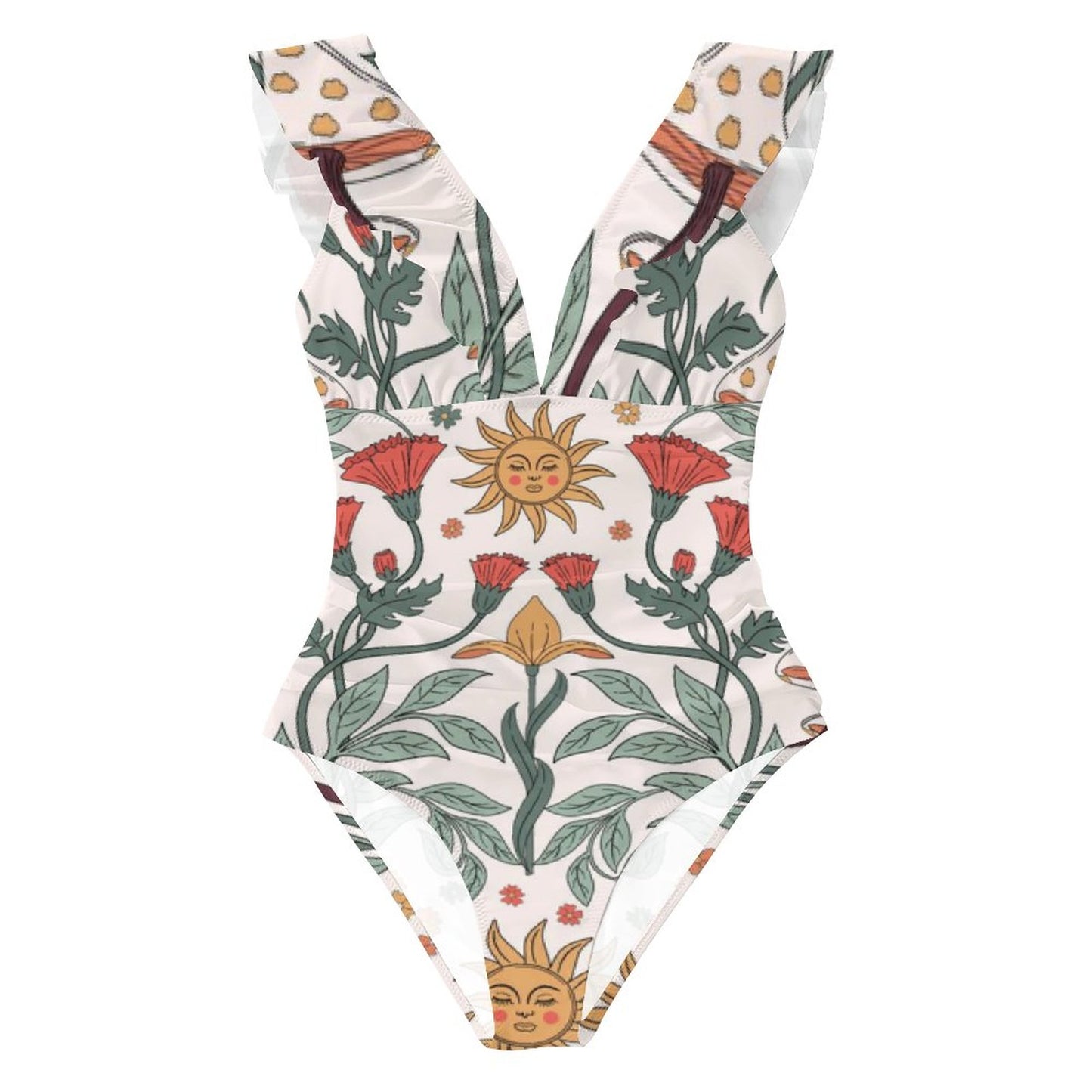 Casual Printed One Piece Swimsuit And Cover Up 2306102471