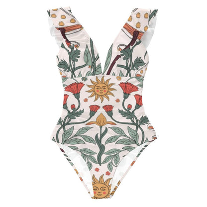 Casual Printed One Piece Swimsuit And Cover Up 2306102471