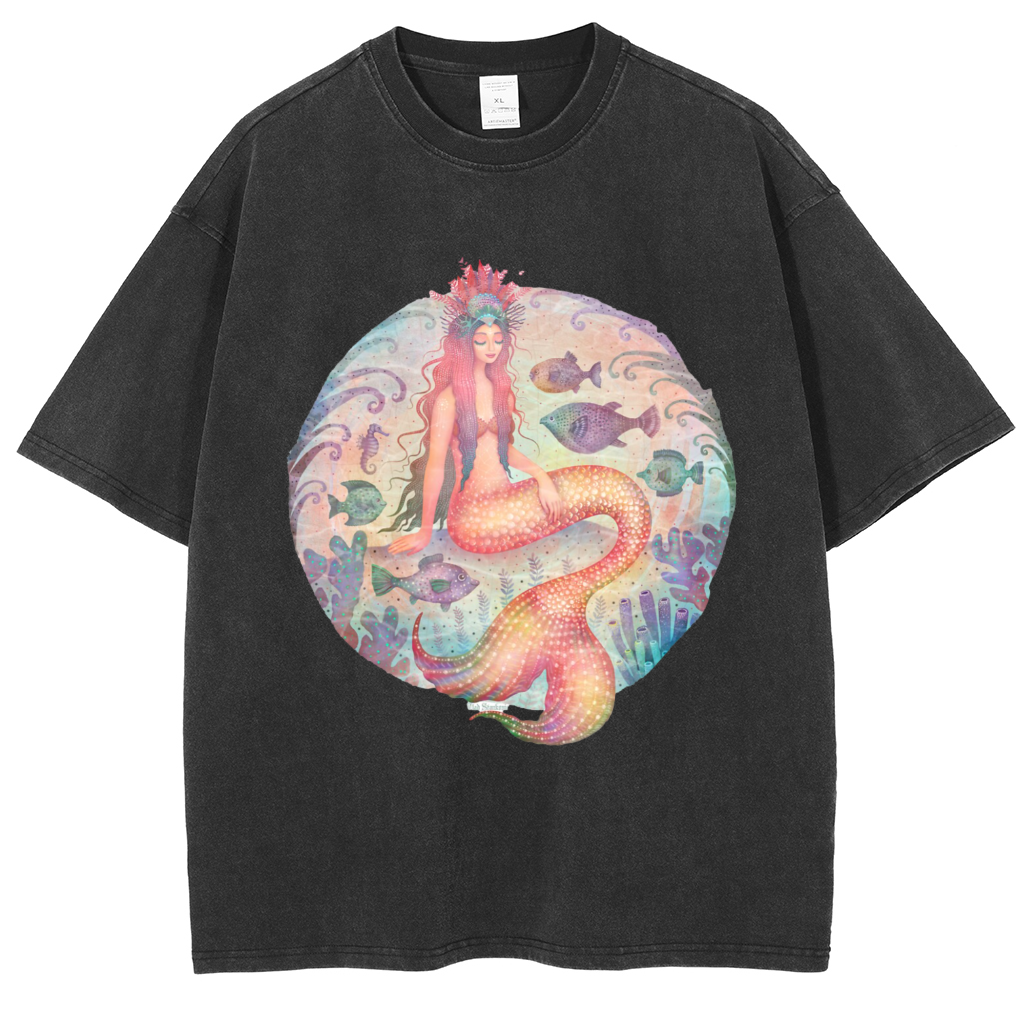 Mens Cotton Wash Solid T-Shirts Oversized Unisex Short Sleeve Streetwear Rap Hip Hop Basic Tee Tops
