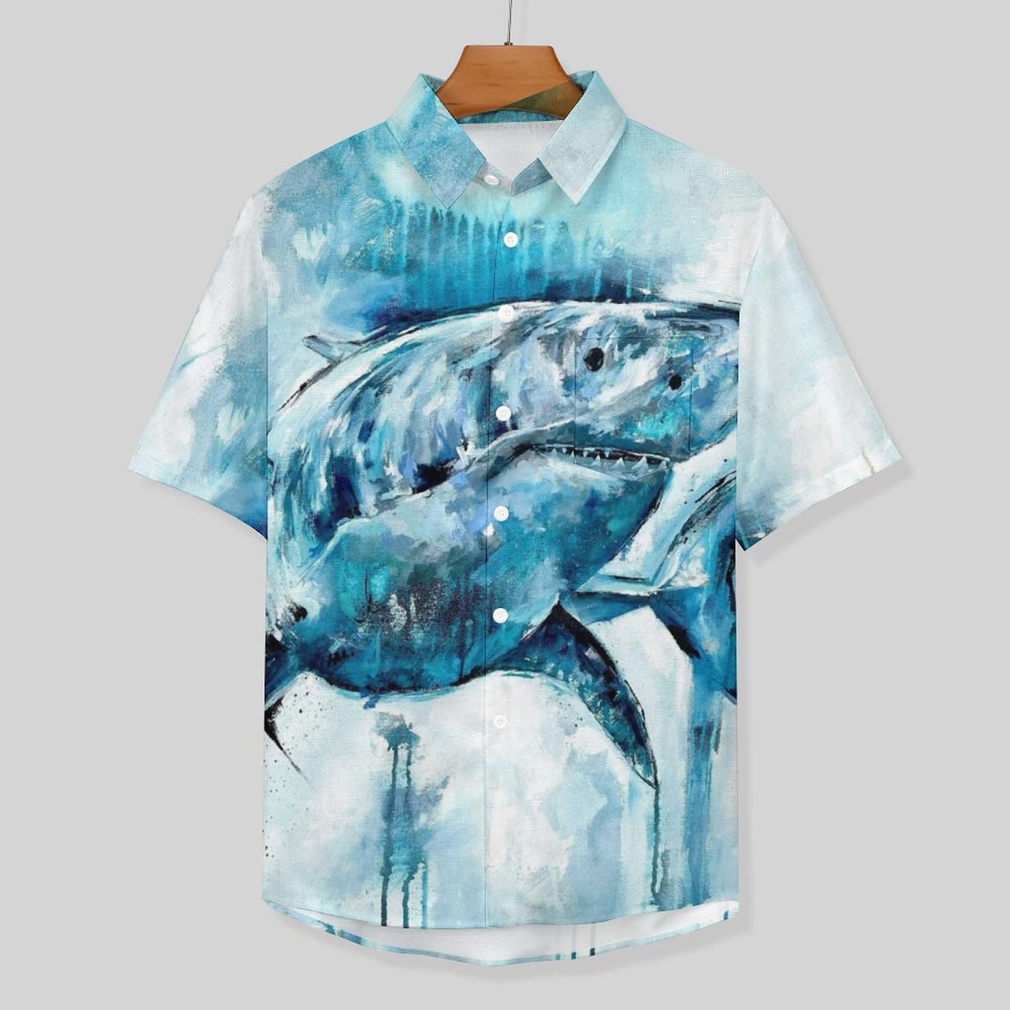 Men's Shark Painted Art Print Vacation Hawaiian Shirt 2305106283