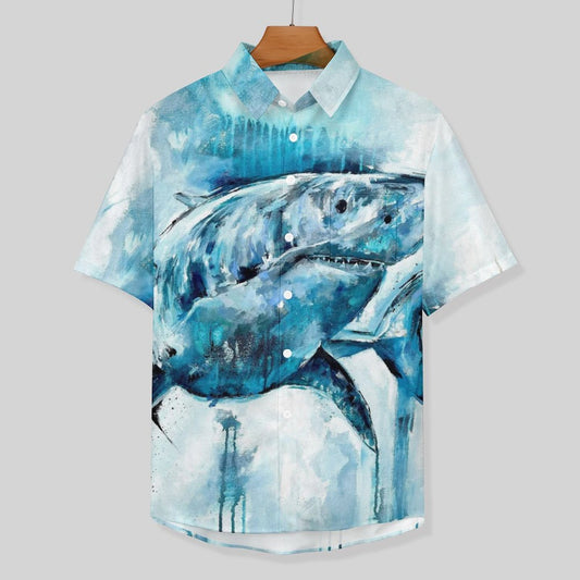 Men's Shark Painted Art Print Vacation Hawaiian Shirt 2305106283