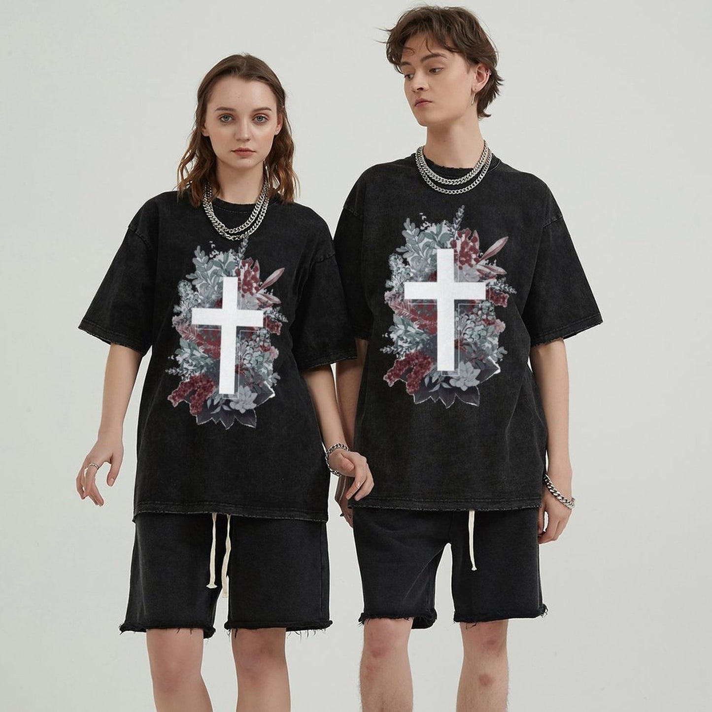 Unisex Vintage Solid Wash T-Shirts 2305103951