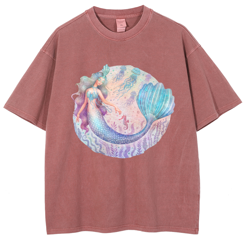 Mens Cotton Wash Solid T-Shirts Oversized Unisex Short Sleeve Streetwear Rap Hip Hop Basic Tee Tops