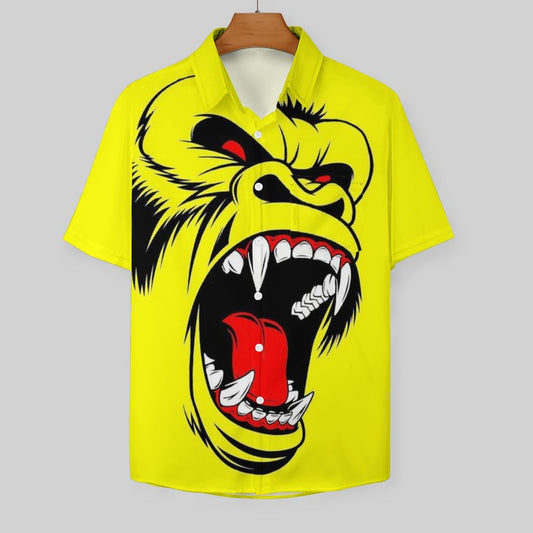 Men's Hawaiian Gorilla Print Casual Short Sleeve Shirt 2306102681