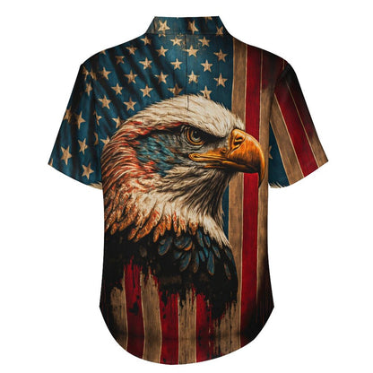 Men's Eagle Painted Art Print Vacation Hawaiian Shirt
