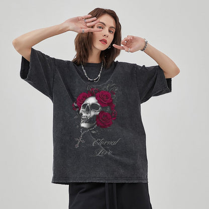 Unisex Vintage Solid Wash T-Shirts 2305104071