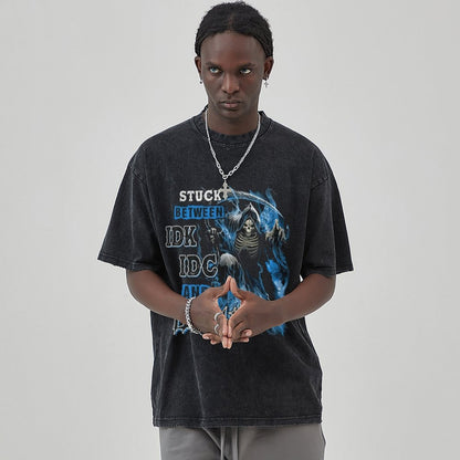 Unisex Vintage Solid Wash T-Shirts 2305104068