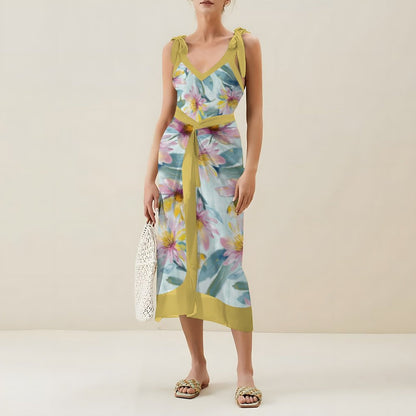 Casual Printed One-Piece Swimsuit And Cover Up 2305102828