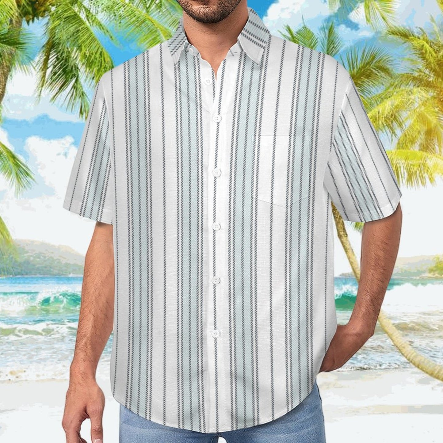 Men's Hawaiian Print Lapel Shirt 2304103747