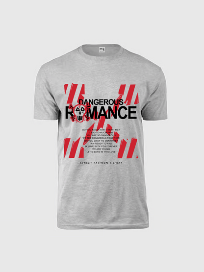 Men's Letter Casual Printed Round Neck Short Sleeve T-Shirt