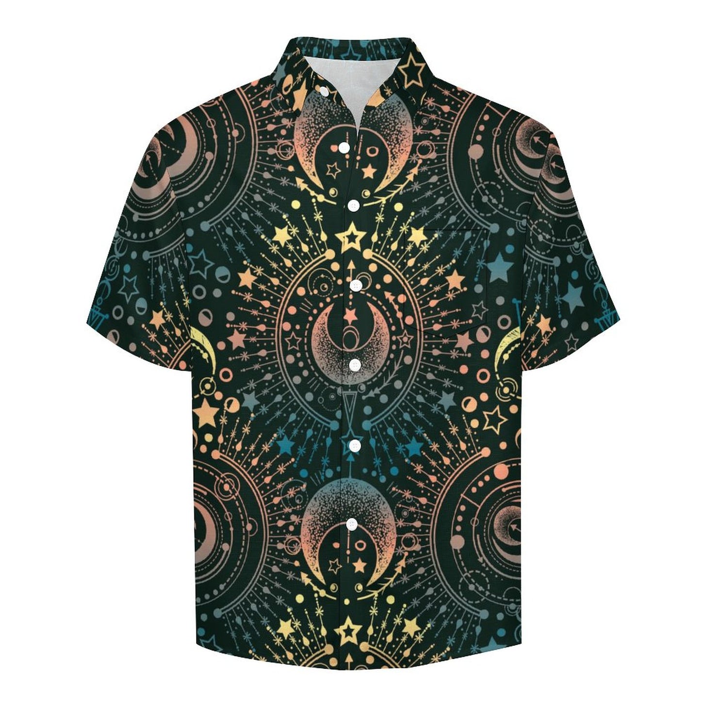 Men's Star And Moon Print Vacation Hawaiian Shirt 2306104044