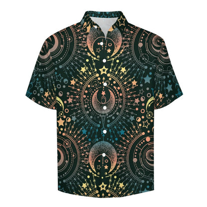 Men's Star And Moon Print Vacation Hawaiian Shirt 2306104044