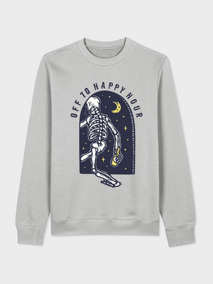 Unisex Round Neck Casual Skeleton Printed Long Sleeve Sweatshirt