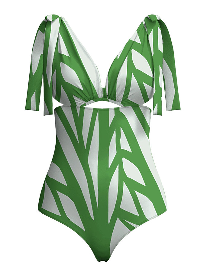 Geometric Print One Piece Swimsuits and Cover Up