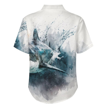 Men's Shark Painted Art Print Vacation Hawaiian Shirt
