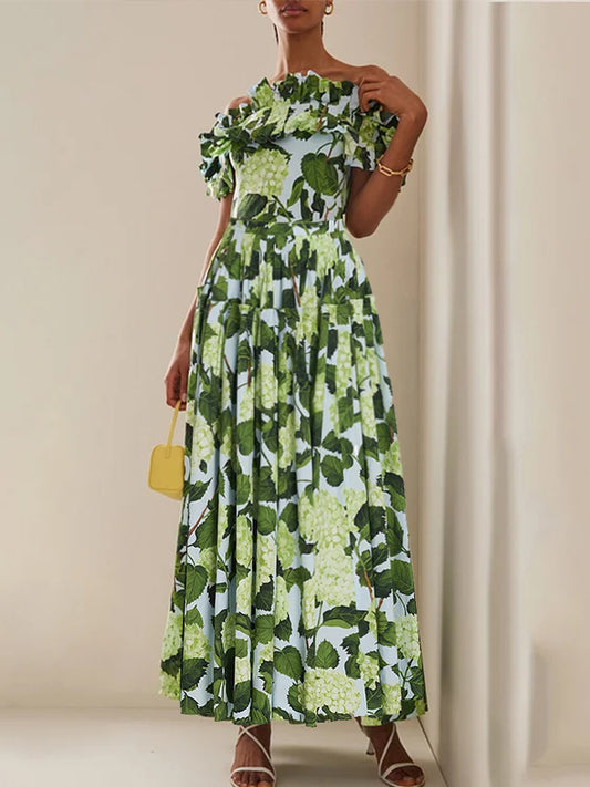 Floral Print One Piece Swimsuit and Skirt