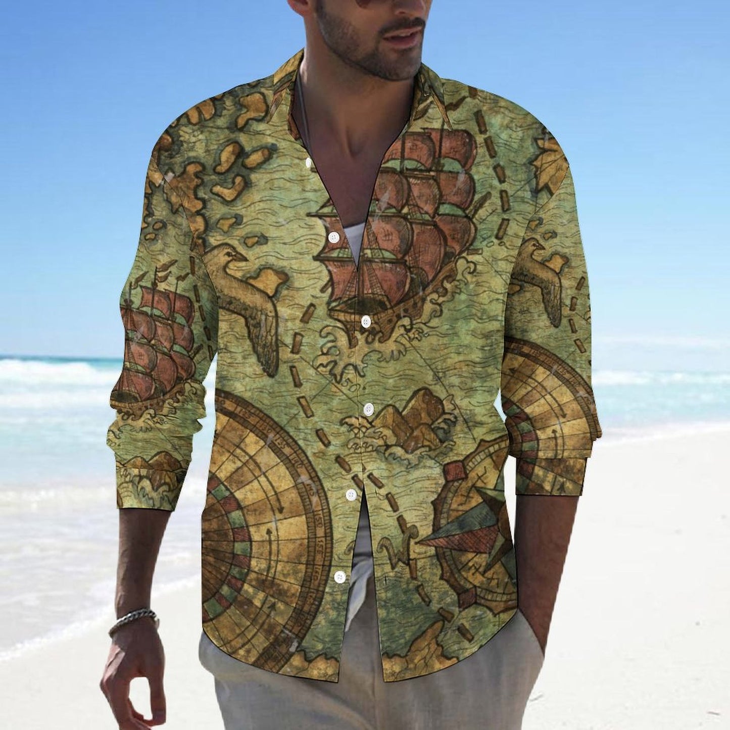 Men's Casual Printed Long Sleeve Shirt 2306103101