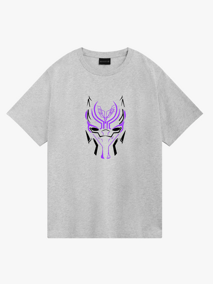 Women's Casual Marvel Black Panther Neon Printed Round Neck Short Sleeve T-Shirt