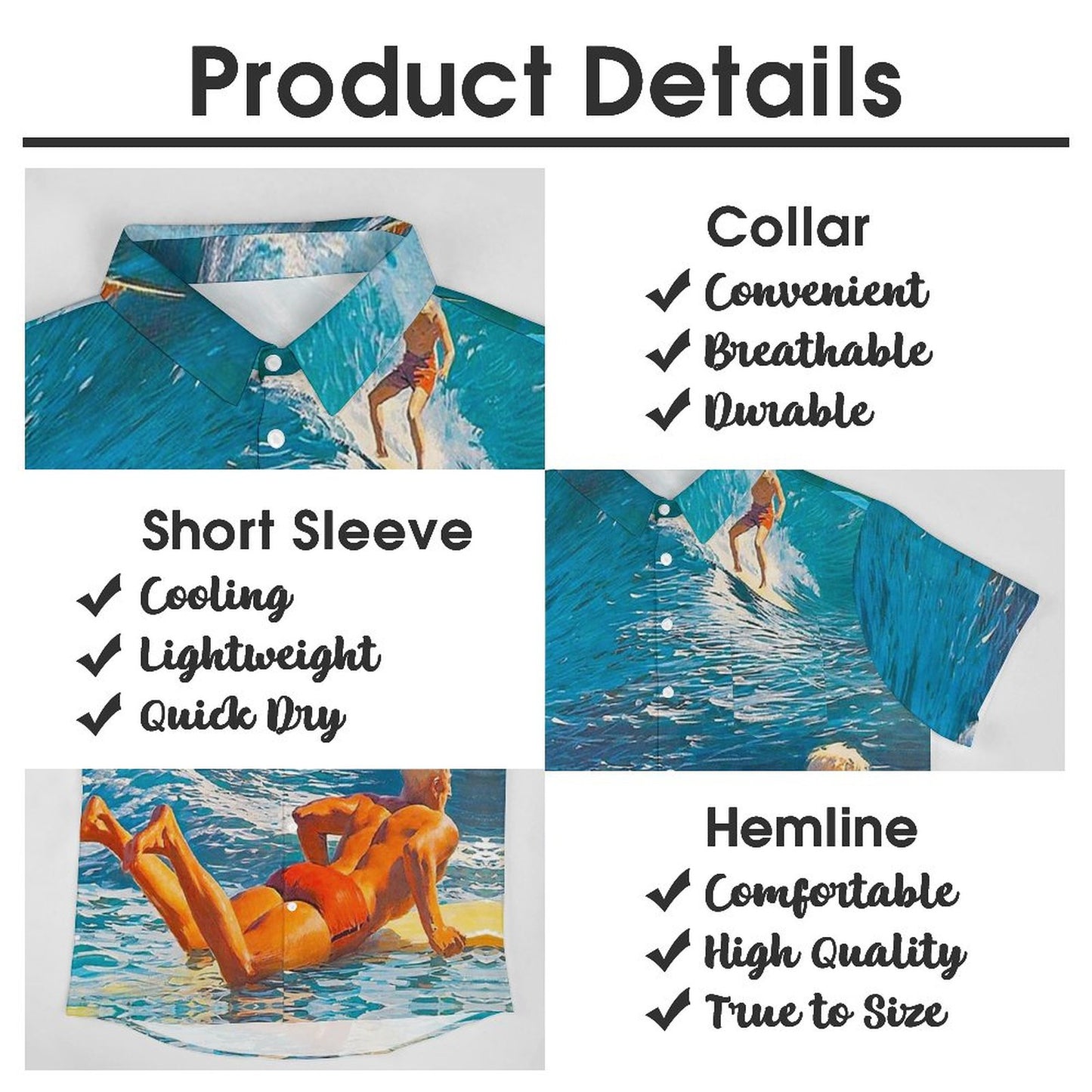 Men's Surf Print Casual Short Sleeve Shirt 2306102377
