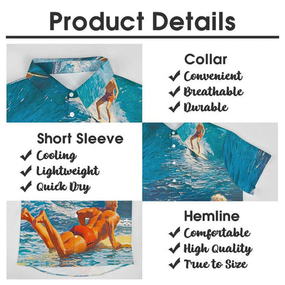 Men's Surf Print Casual Short Sleeve Shirt 2306102377
