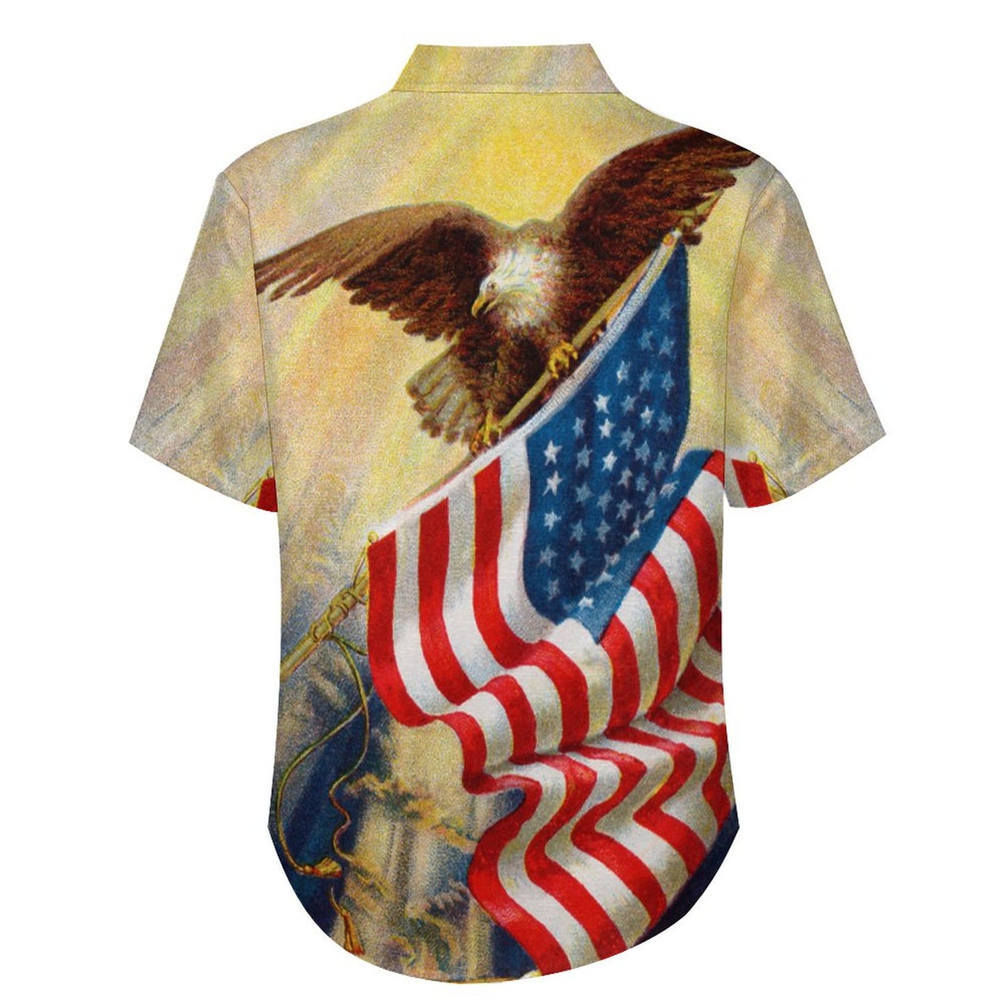 Men's Eagle American Flag Print Vacation Hawaiian Shirt 2305106650